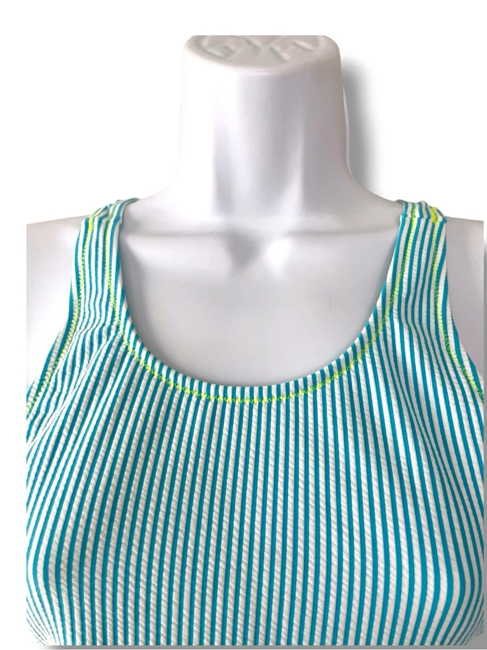 Coastal One Piece Swimsuit Lands End Striped Blue White Nautical Swimwear